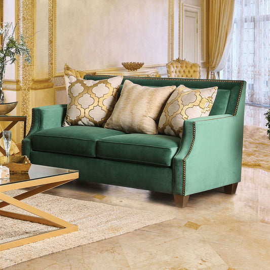 VERDANTE Emerald Green/Gold Love Seat FOA East