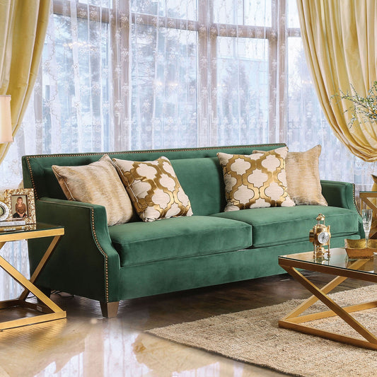 VERDANTE Emerald Green/Gold Sofa FOA East