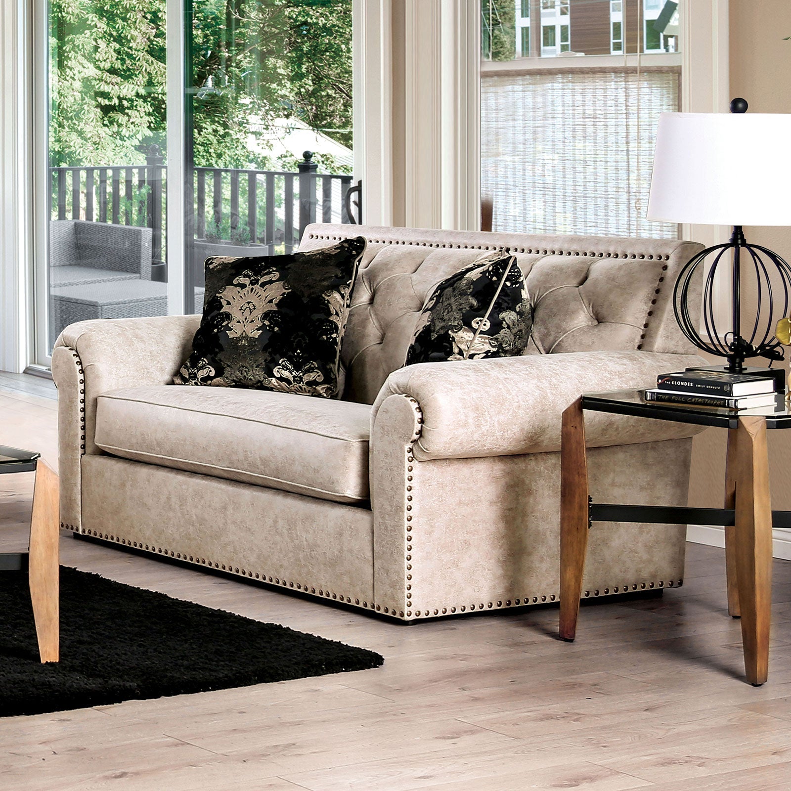 Parshall Beige W/ Gold Highlights Love Seat FOA East