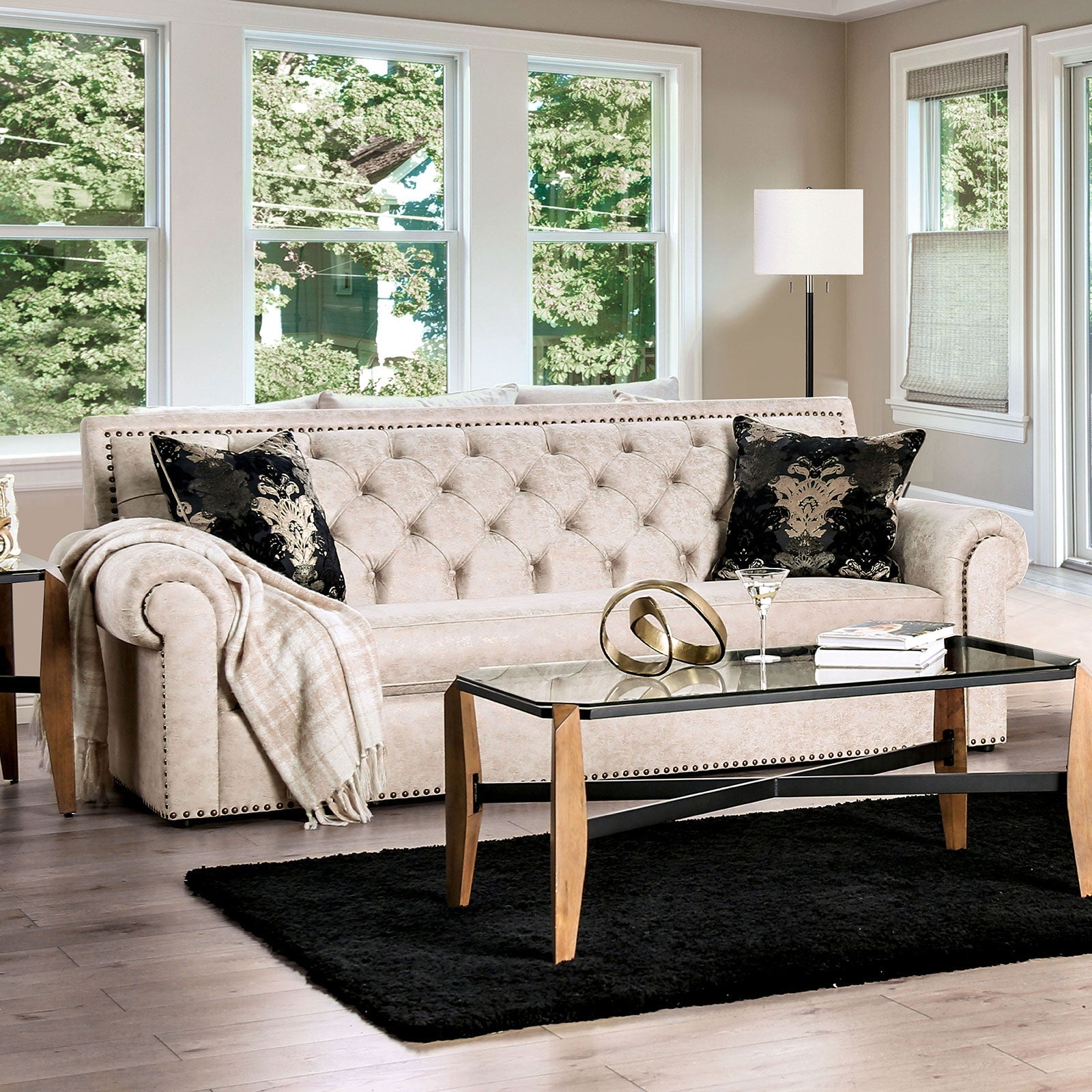 Parshall Beige W/ Gold Highlights Sofa FOA East