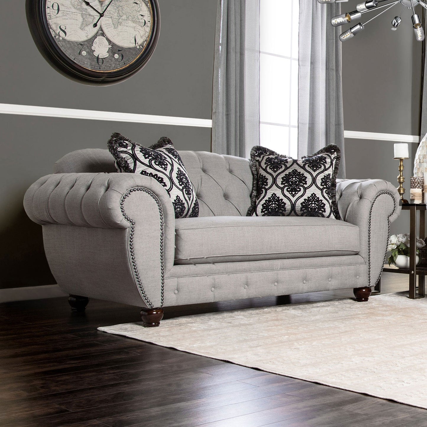 VIVIANA Gray/Black Love Seat, Gray FOA East