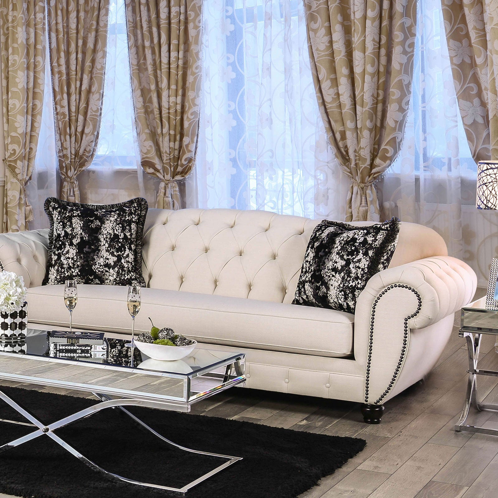 Gilda Beige/Black Sofa FOA East