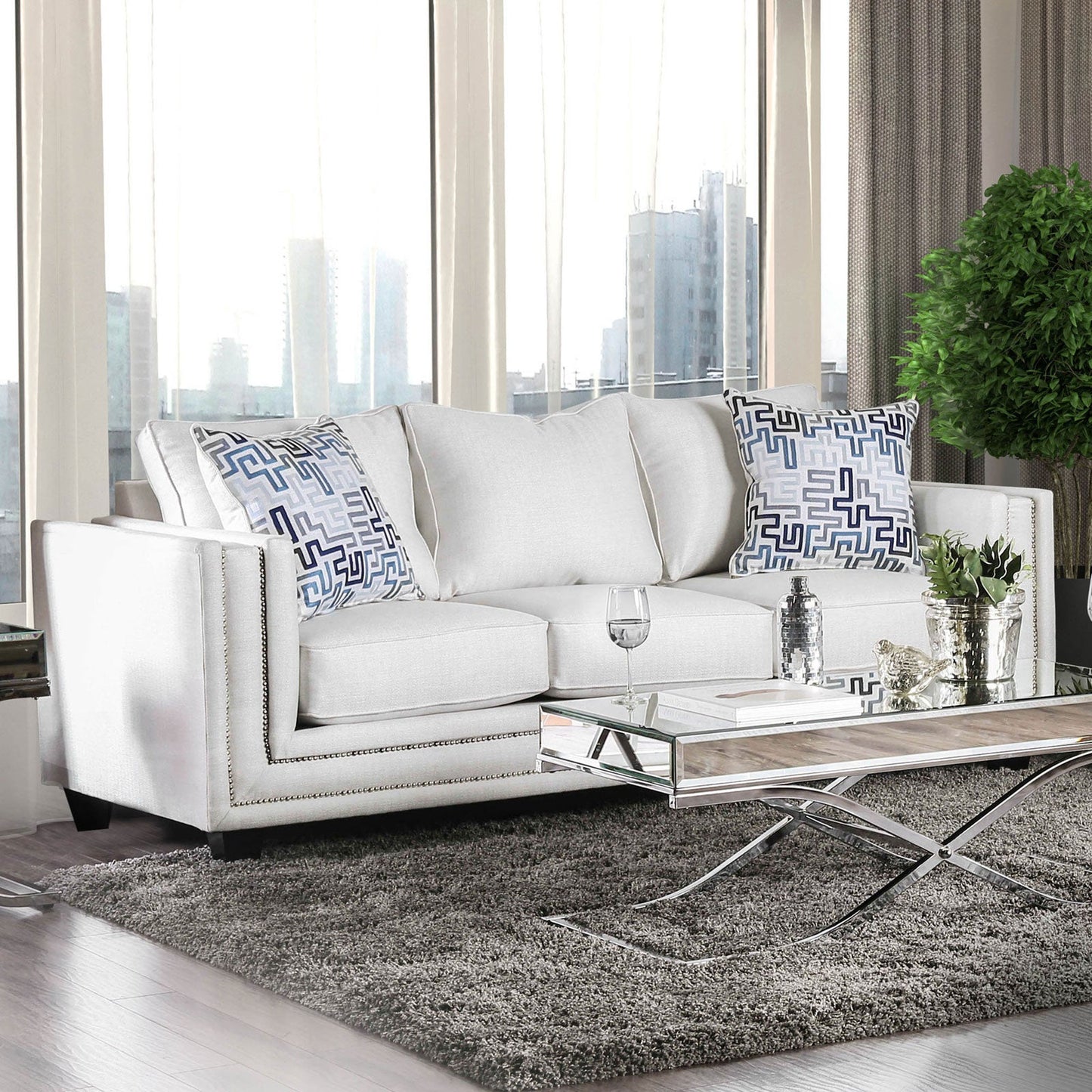 Ilse Off-White/Blue Sofa FOA East