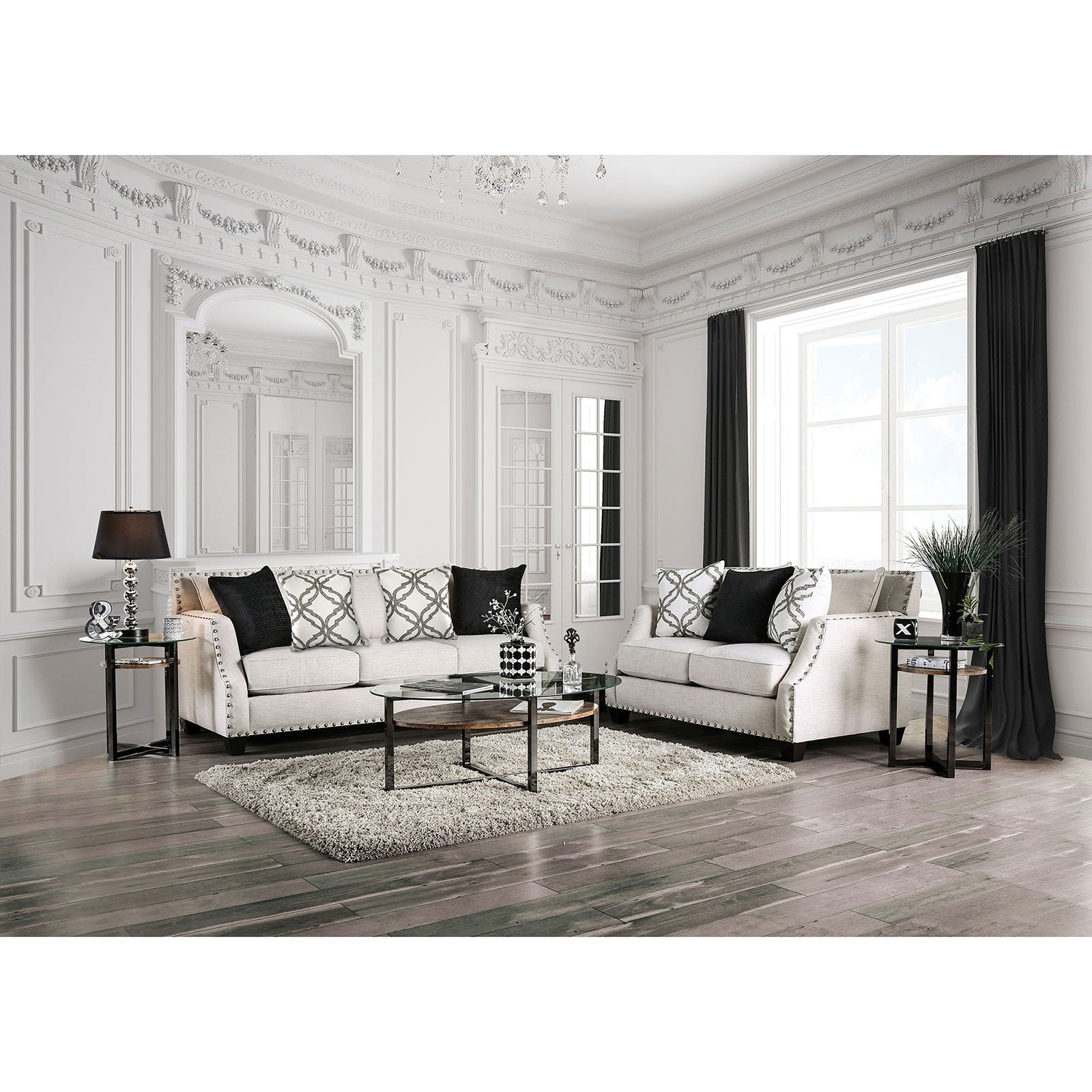 Phoibe Ivory Sofa + Love Seat FOA East