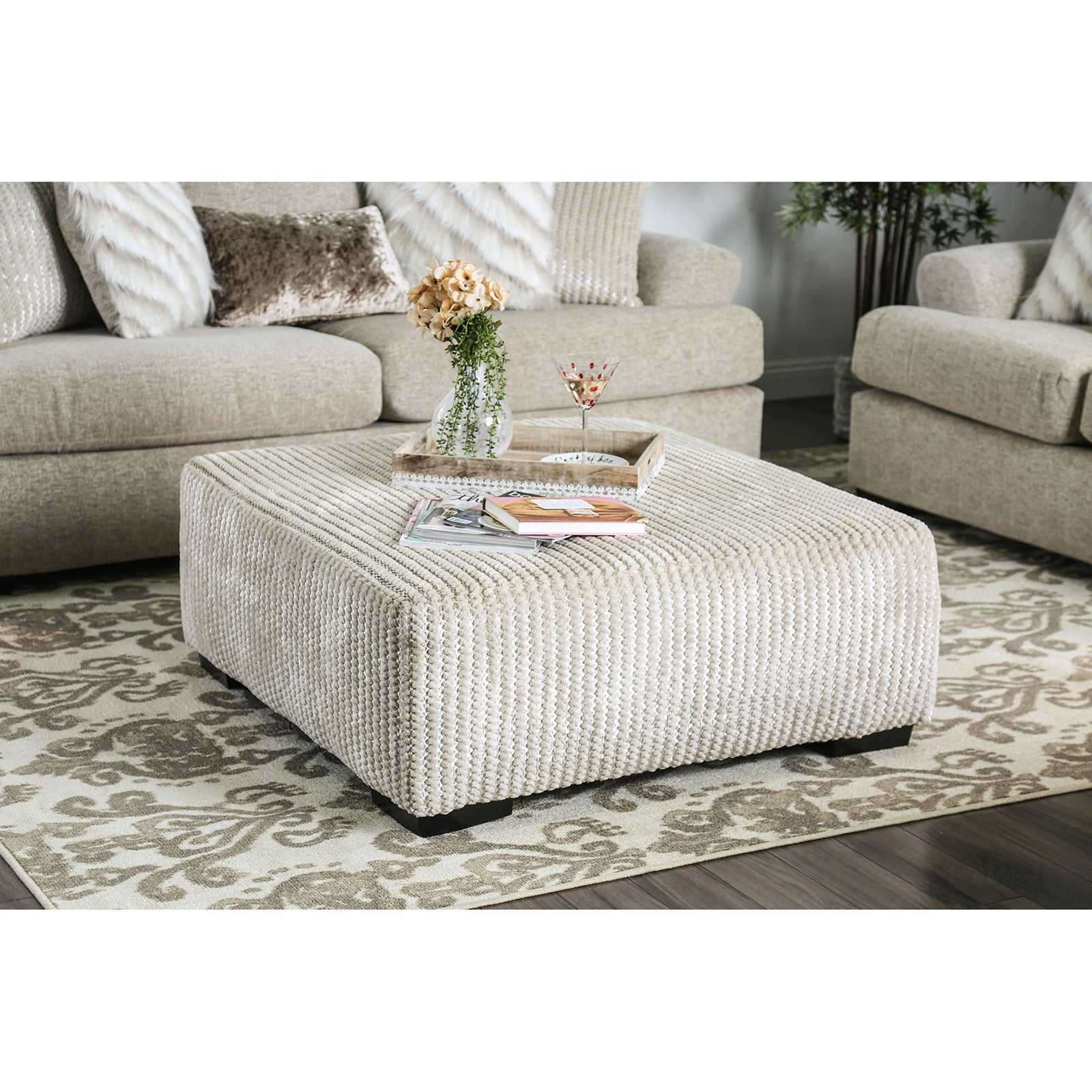 Anthea Beige Ottoman FOA East