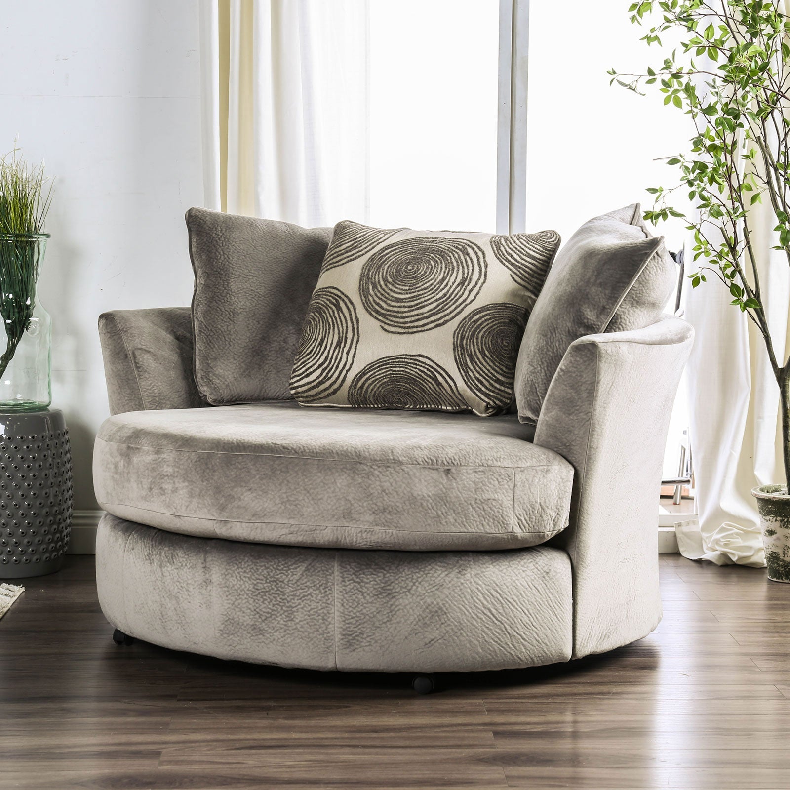 Bonaventura Gray/Pattern Swivel Chair FOA East