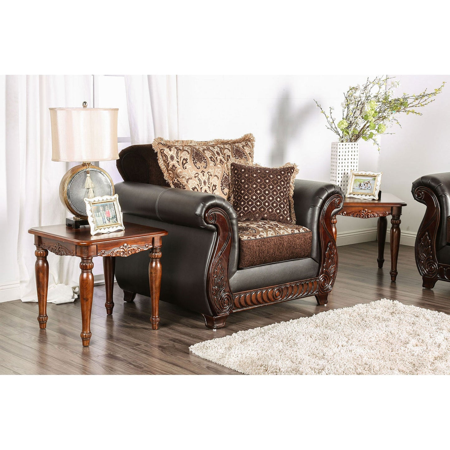 Franklin Dark Brown/Tan Chair With Pu In Brown FOA East