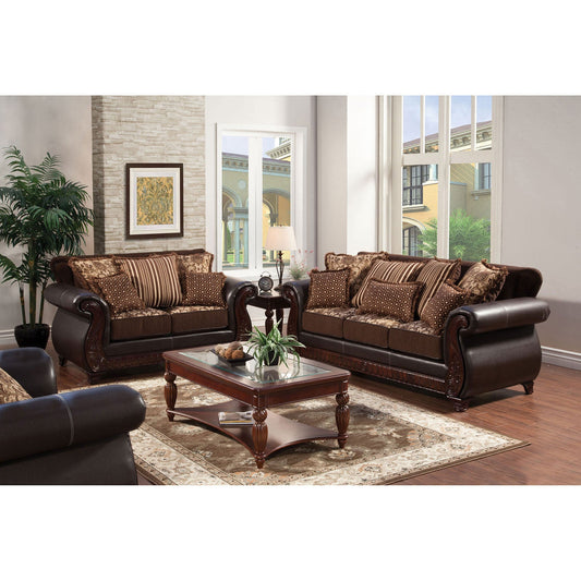 Franklin Dark Brown/Tan Sofa, Dark Brown FOA East