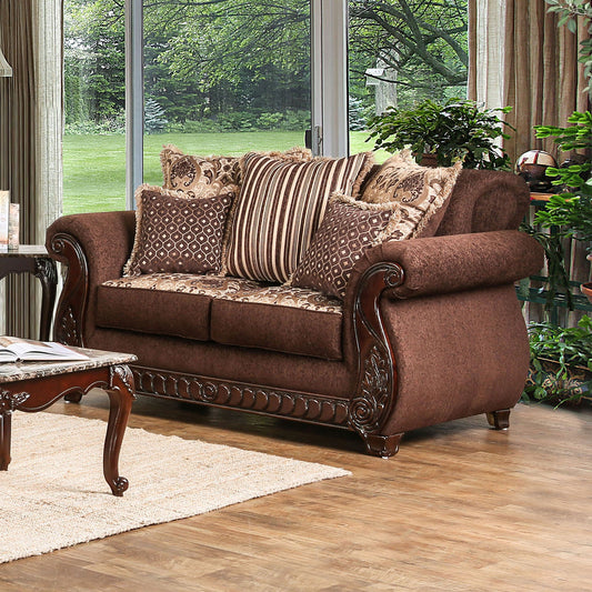 TABITHA Brown Love Seat, Brown FOA East