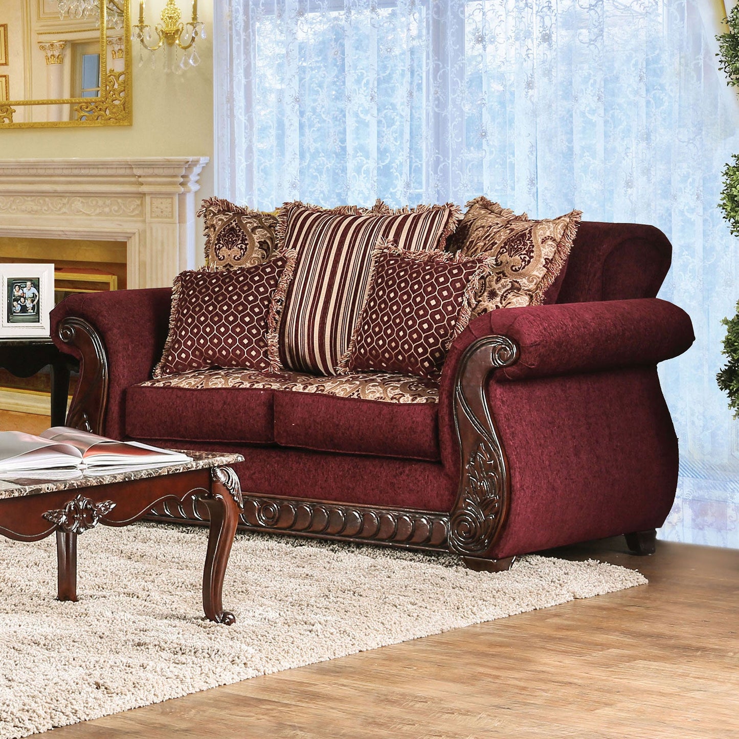 TABITHA Wine Love Seat, Wine FOA East