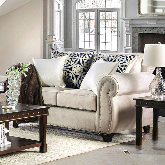 Sinatra Light Mocha/Navy/Champagne Love Seat FOA East