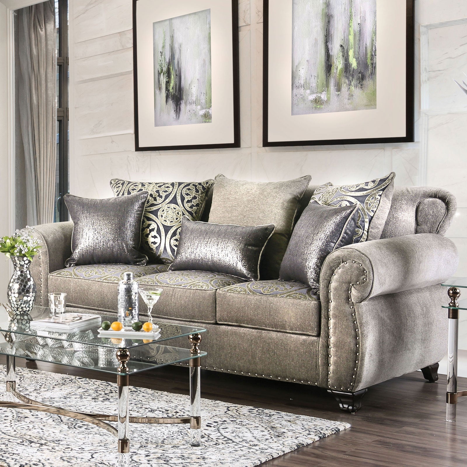 Sinatra Gray/Champagne Sofa FOA East