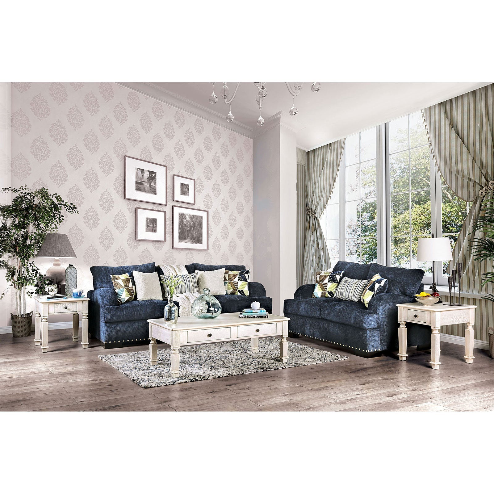 Jayda Navy Sofa + Love Seat FOA East