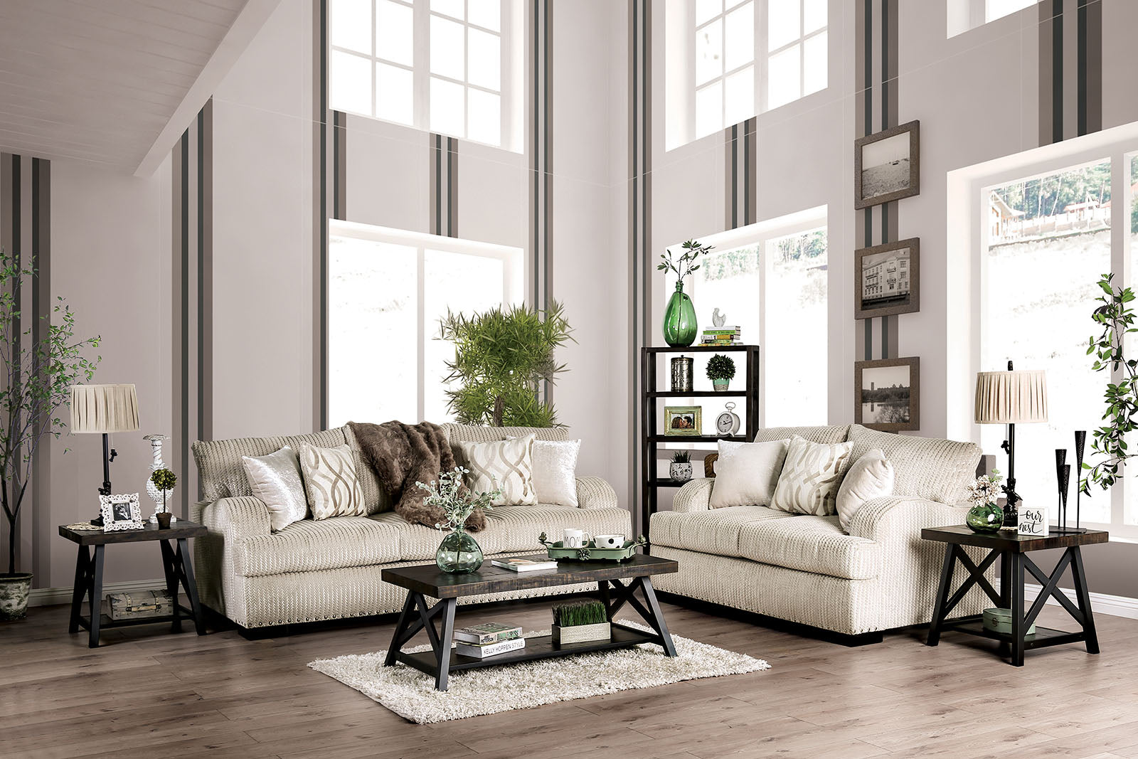 Zayla Golden Ivory Sofa + Love Seat FOA East