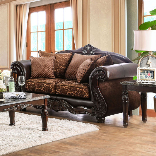 ELPIS Brown/Espresso Love Seat FOA East