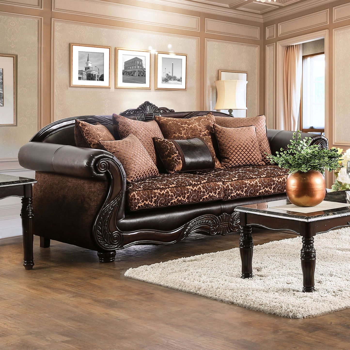 ELPIS Brown/Espresso Sofa FOA East