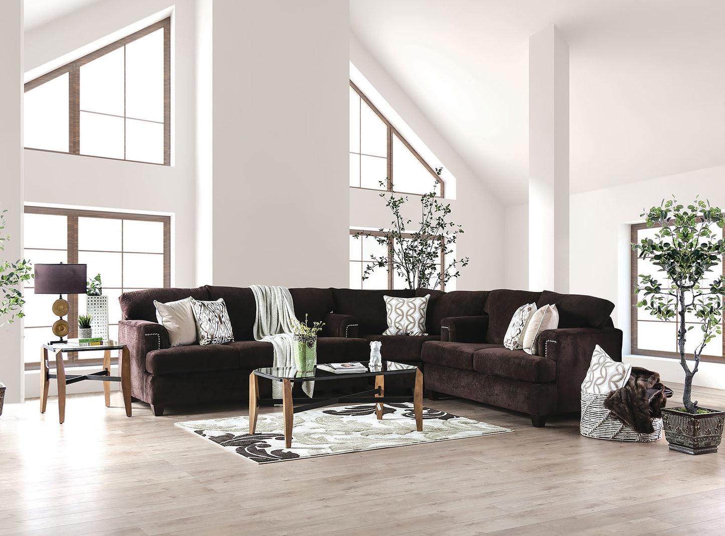 Brynlee Chocolate Sectional (*Pillows Sold Separately) FOA East