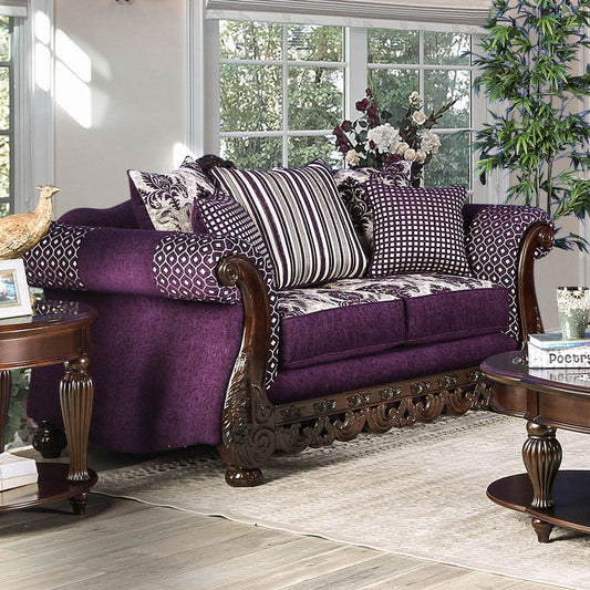 Emilia Purple/Silver Love Seat FOA East