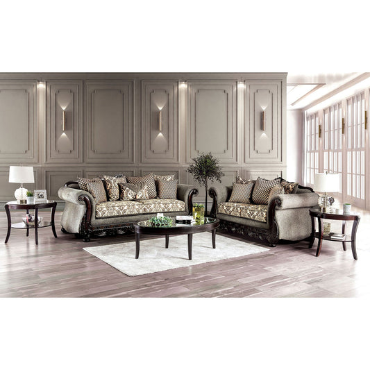 Justina Gray/Espresso Sofa + Love Seat FOA East