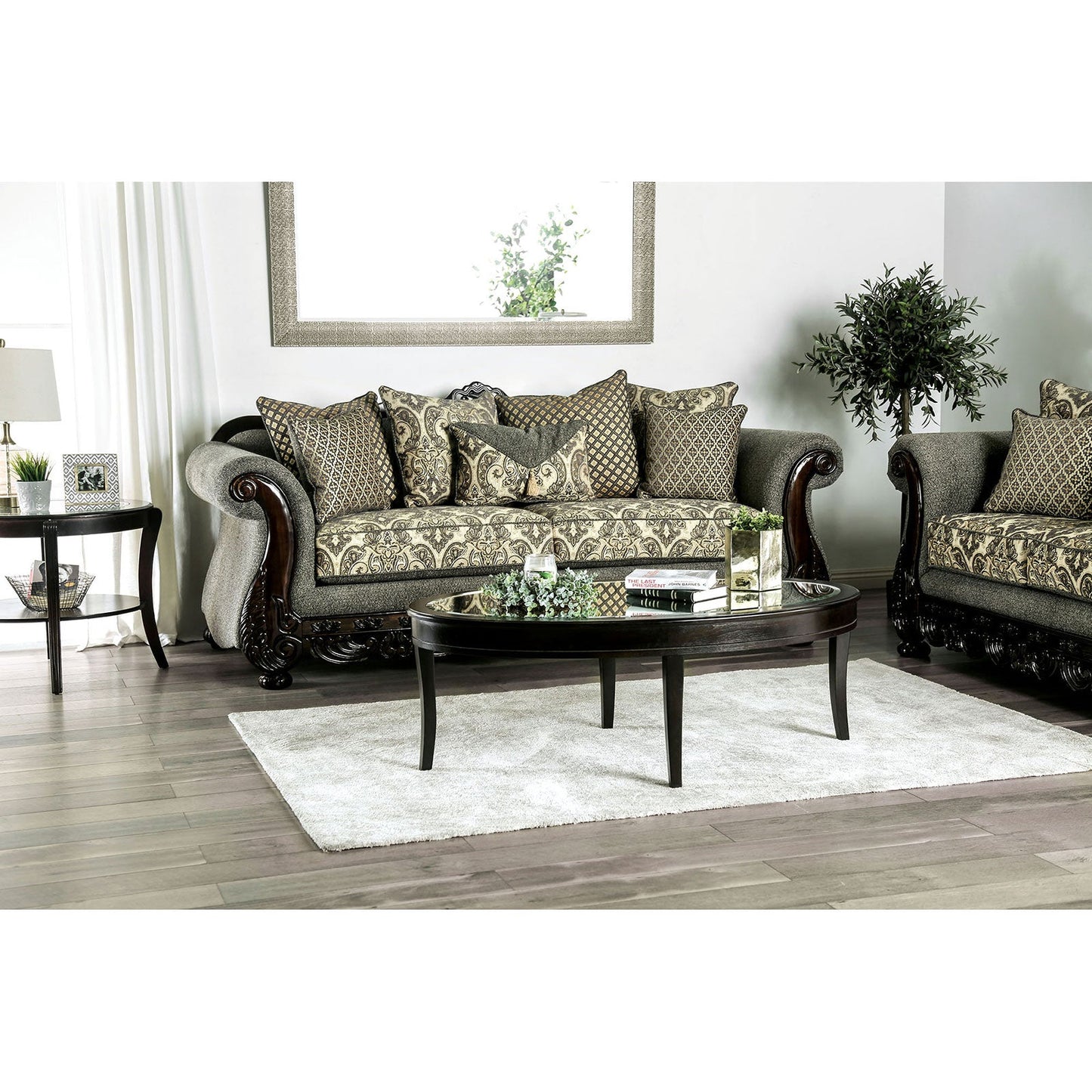 Justina Gray/Espresso Sofa FOA East