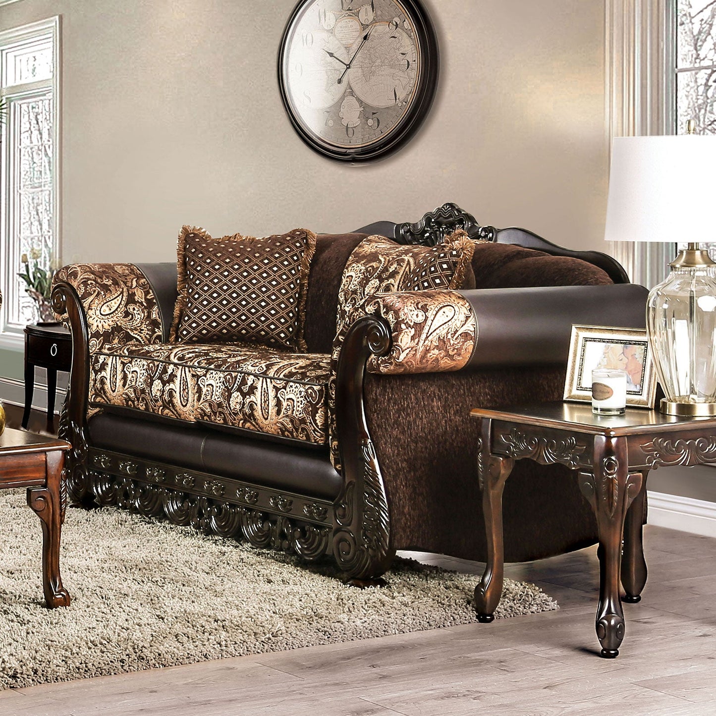 Newdale Brown/Gold Love Seat FOA East