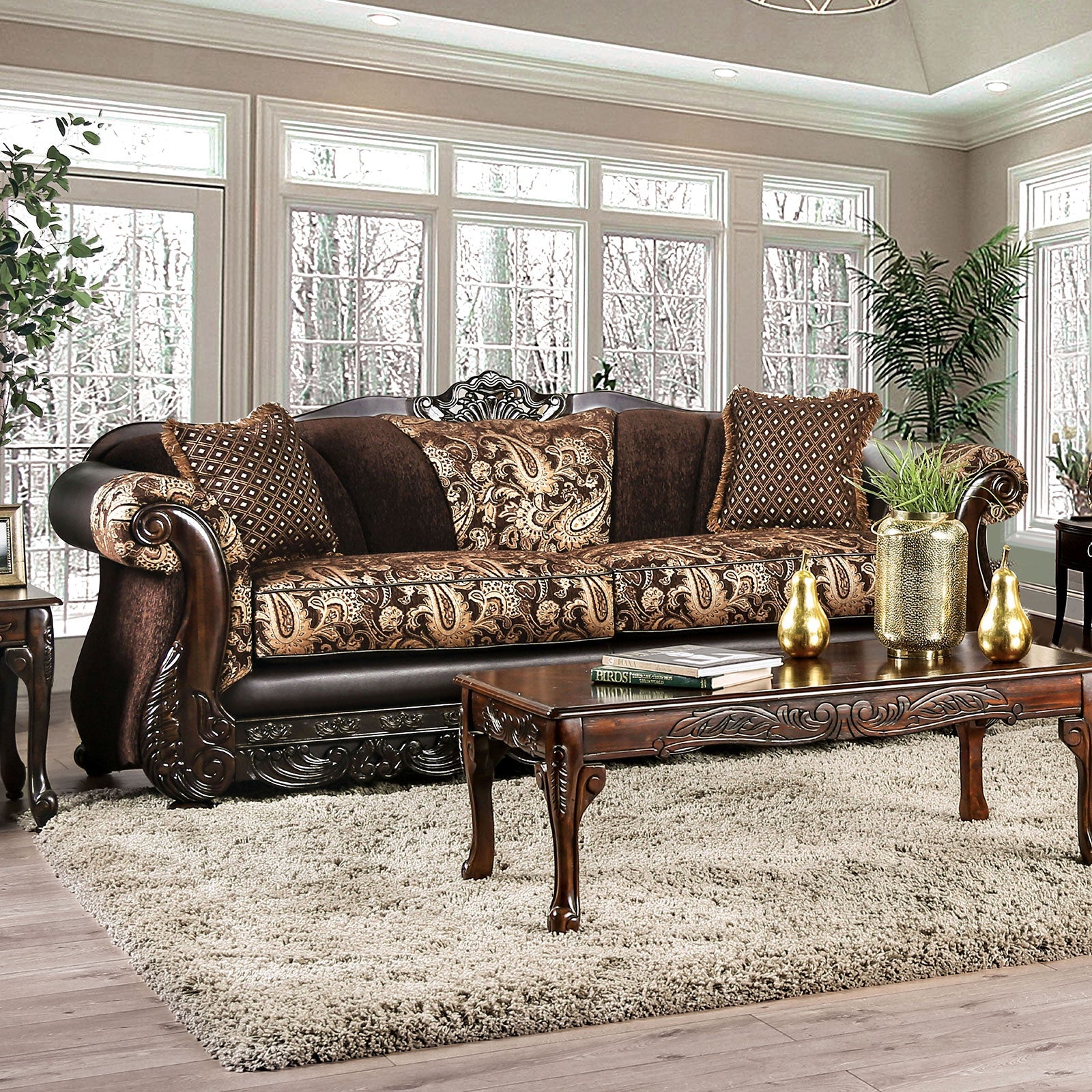 Newdale Brown/Gold Sofa FOA East