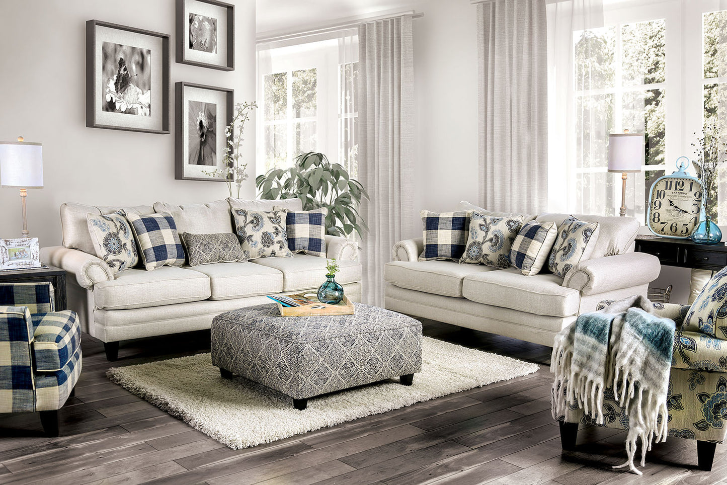 Nash Ivory Sofa + Love Seat FOA East