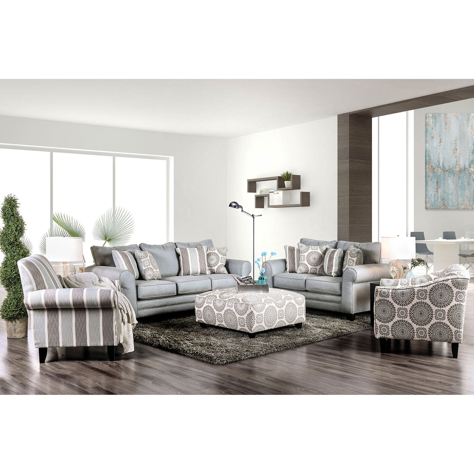 Misty Ivory/Pattern Sofa + Love Seat FOA East