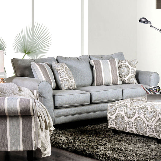 Misty Blue Gray Sofa FOA East