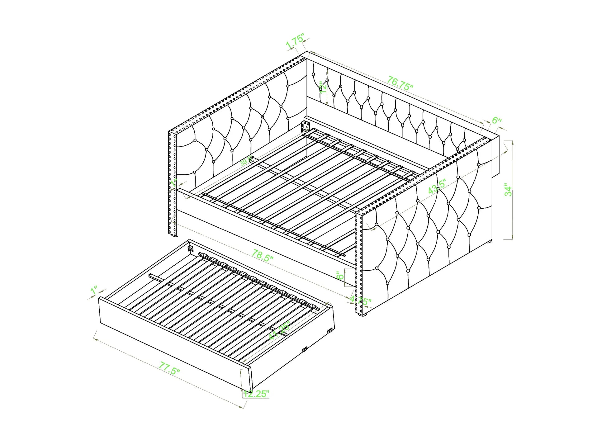 Trina Gray Twin Daybed Crown Mark