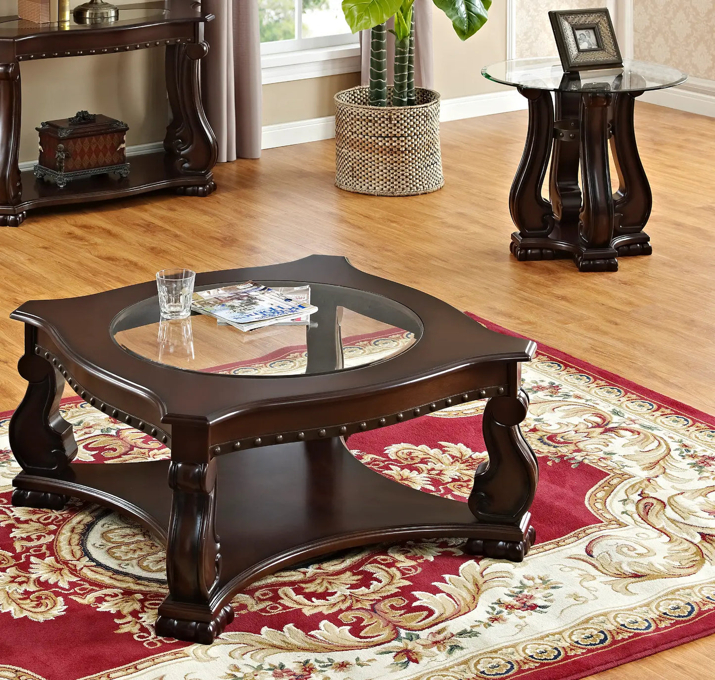 Madison Brown 3-Piece Coffee Table Set Crown Mark