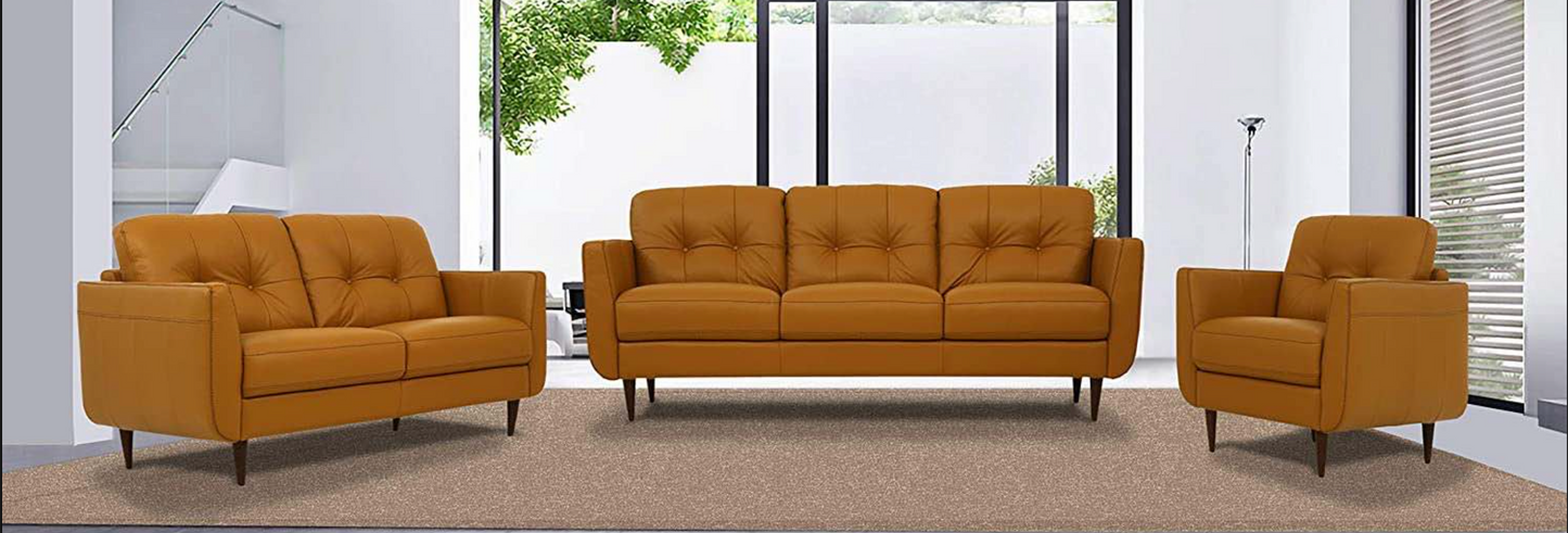 Radwan Pesto Camel Leather 3-Piece Living Room Set ACME East