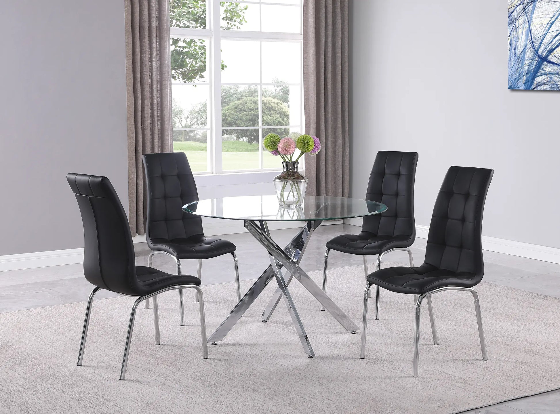 Jetta Chrome Round Dining Table Crown Mark