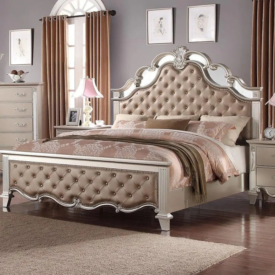 Sonia 6Pc Contemporary Bedroom Set in Silver Finish by Cosmos Furniture Cosmos Furniture