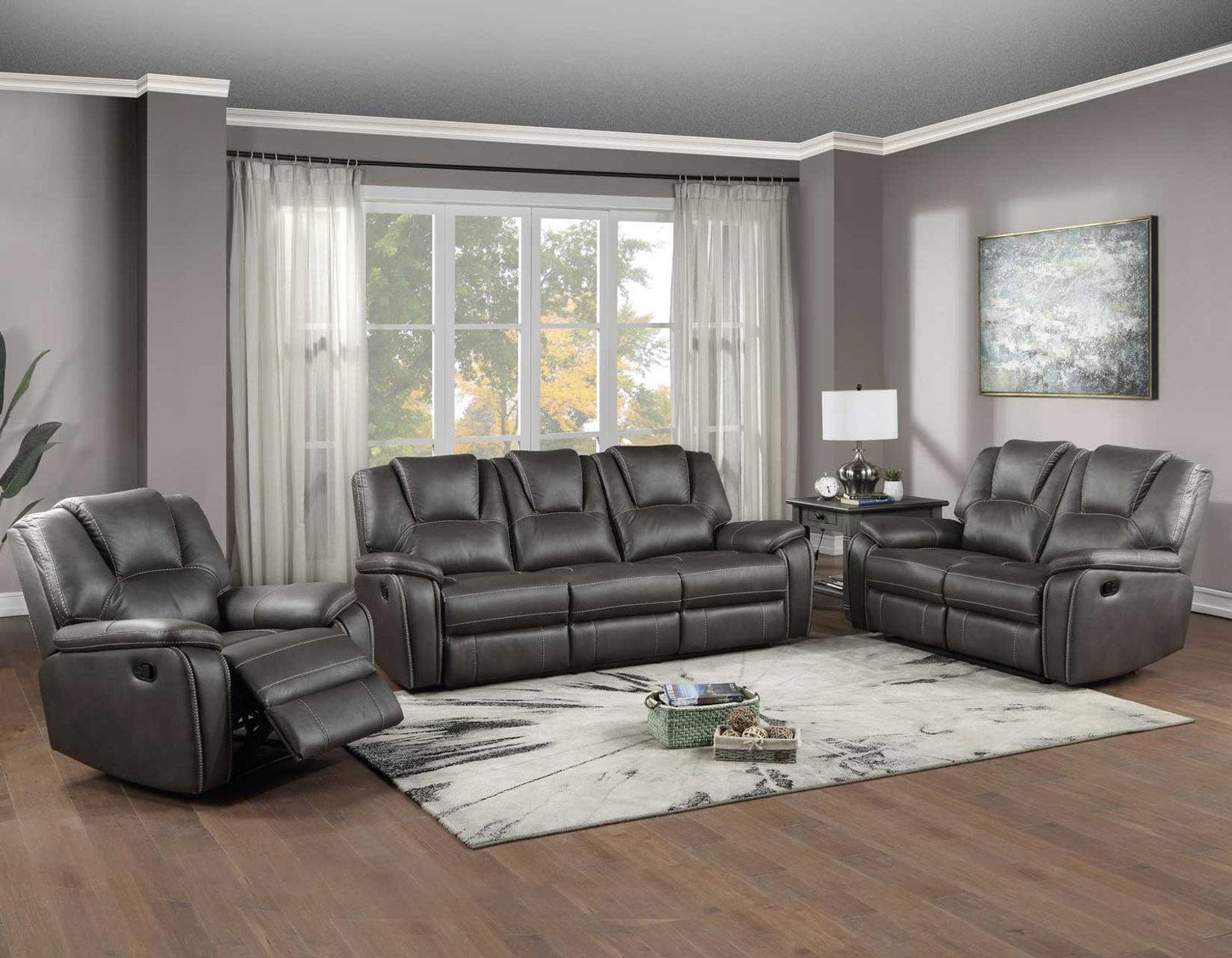 Steve Silver Katrine Manual Reclining Loveseat in Charcoal Steve Silver 2