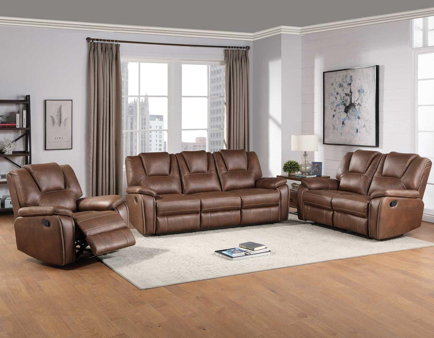 Steve Silver Katrine Manual Reclining Loveseat in Chestnut Brown Steve Silver 2