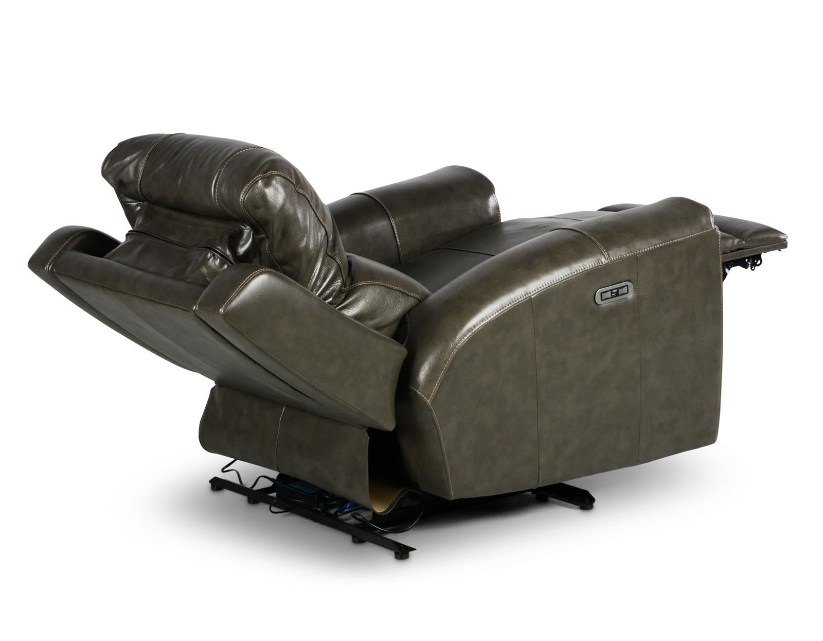 Steve Silver Laurel Leather Dual Power Recliner in Grey Steve Silver 2