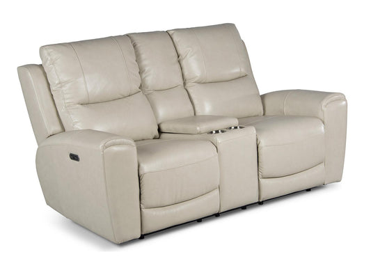 Steve Silver Laurel Leather Dual Power Reclining Console Loveseat in Ivory Steve Silver 2