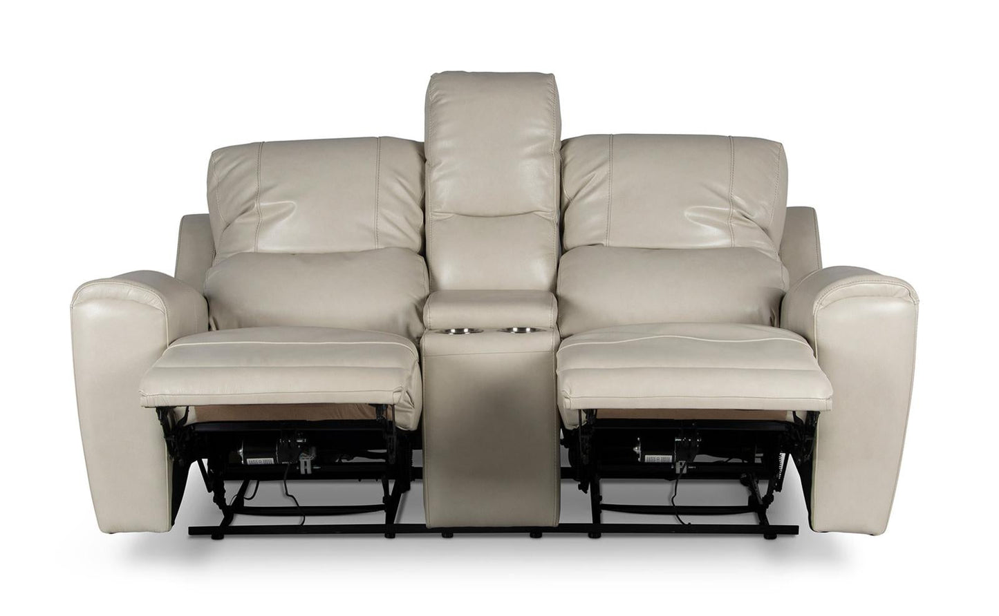 Steve Silver Laurel Leather Dual Power Reclining Console Loveseat in Ivory Steve Silver 2