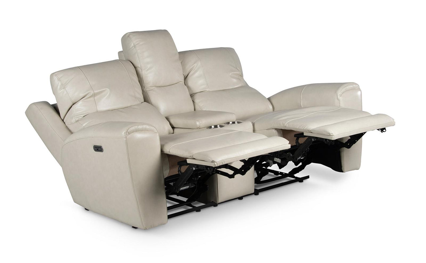 Steve Silver Laurel Leather Dual Power Reclining Console Loveseat in Ivory Steve Silver 2