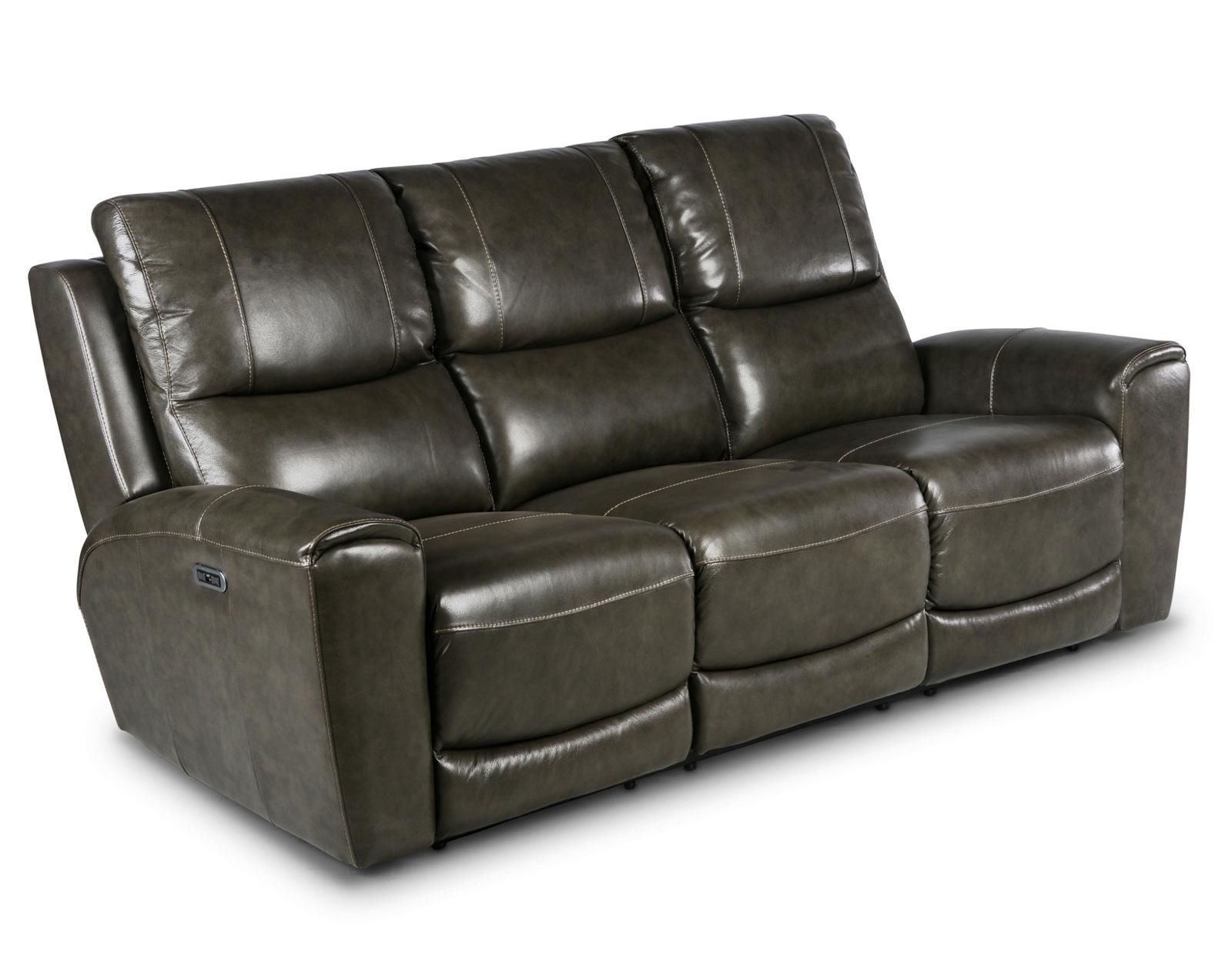 Steve Silver Laurel Leather Dual Power Reclining Sofa in Grey Steve Silver 2