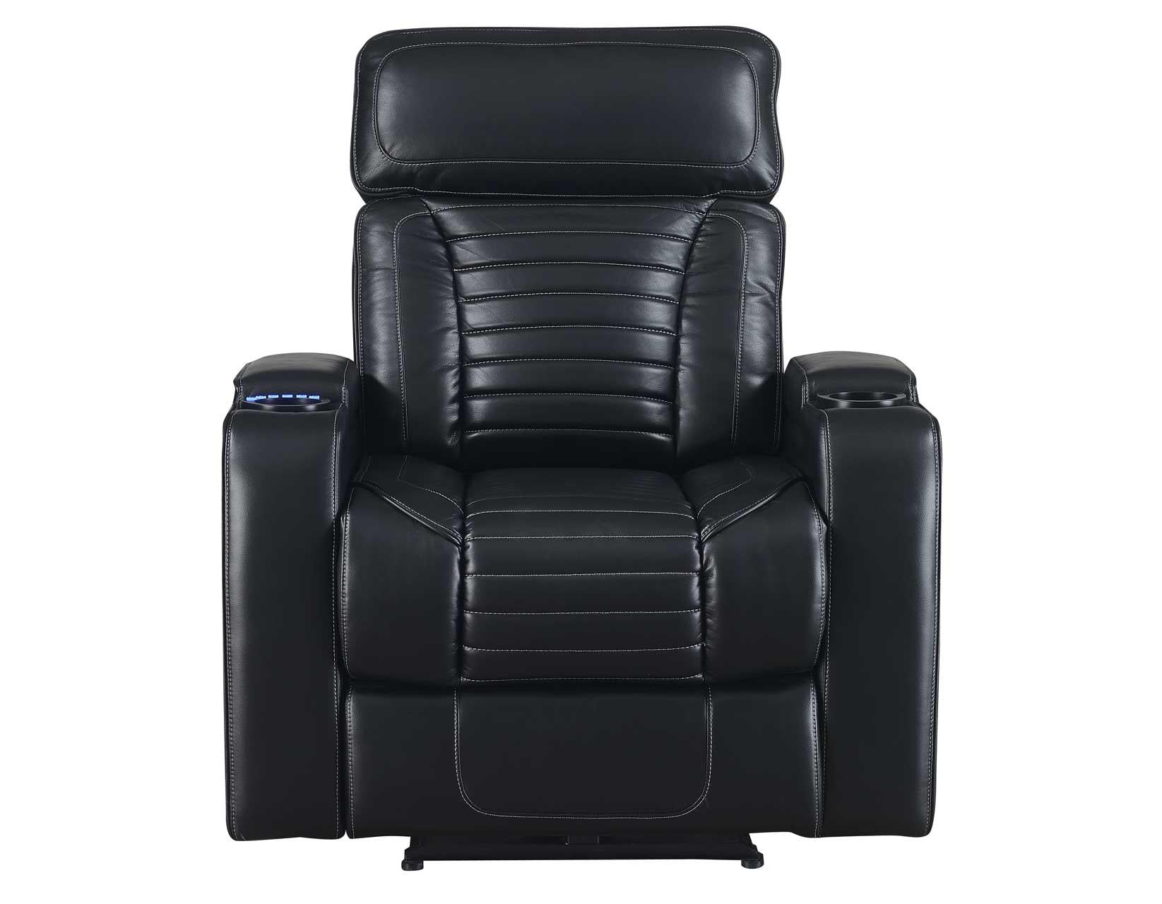 Steve Silver Lavon Dual Power Leatherette Recliner in Midnight Steve Silver 2