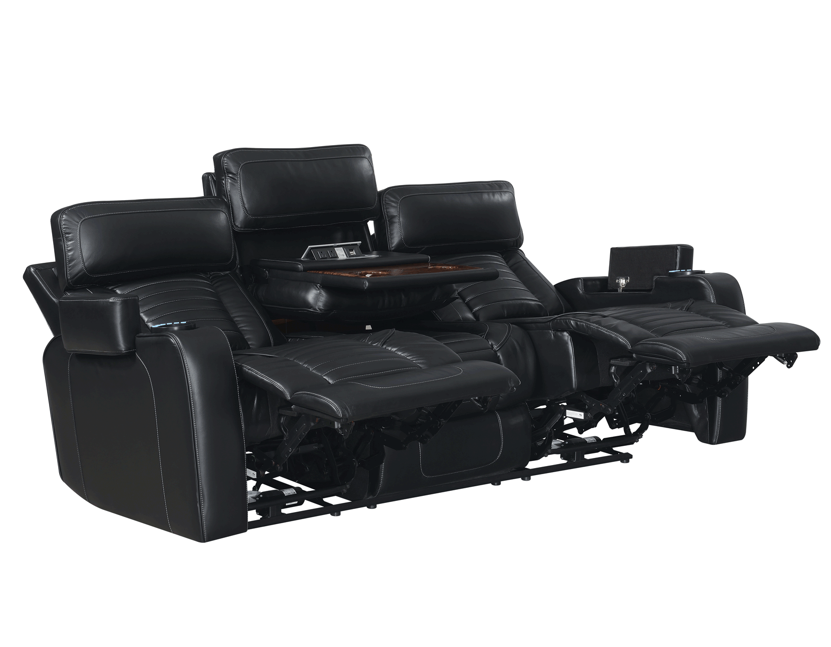 Steve Silver Lavon Dual Power Leatherette Reclining Sofa in Midnight Steve Silver 2