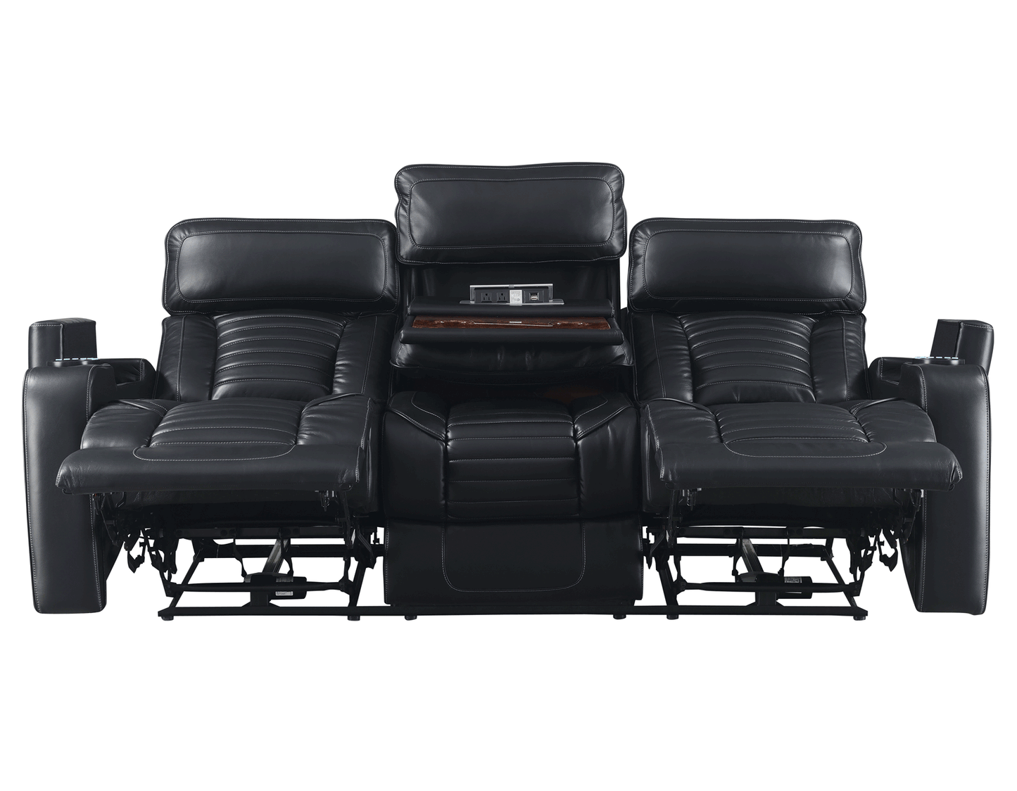 Steve Silver Lavon Dual Power Leatherette Reclining Sofa in Midnight Steve Silver 2