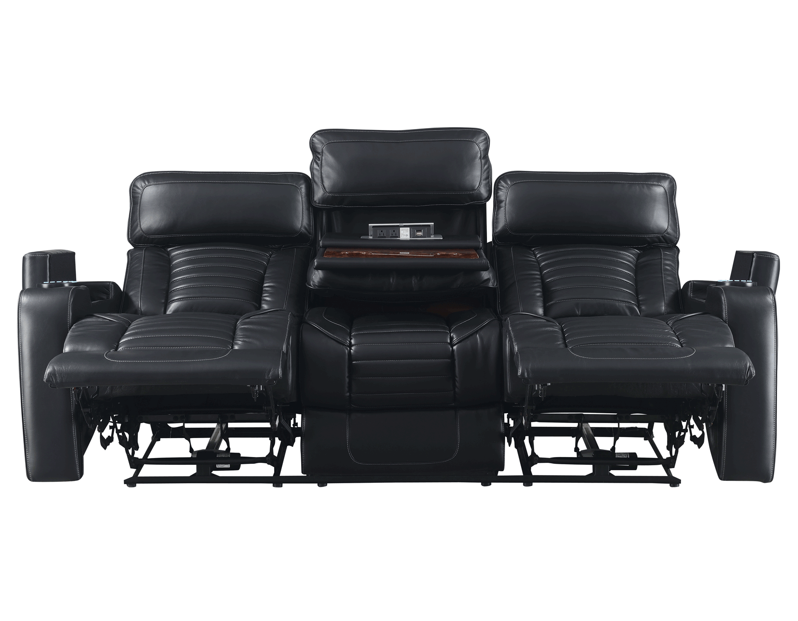 Steve Silver Lavon Dual Power Leatherette Reclining Sofa in Midnight Steve Silver 2