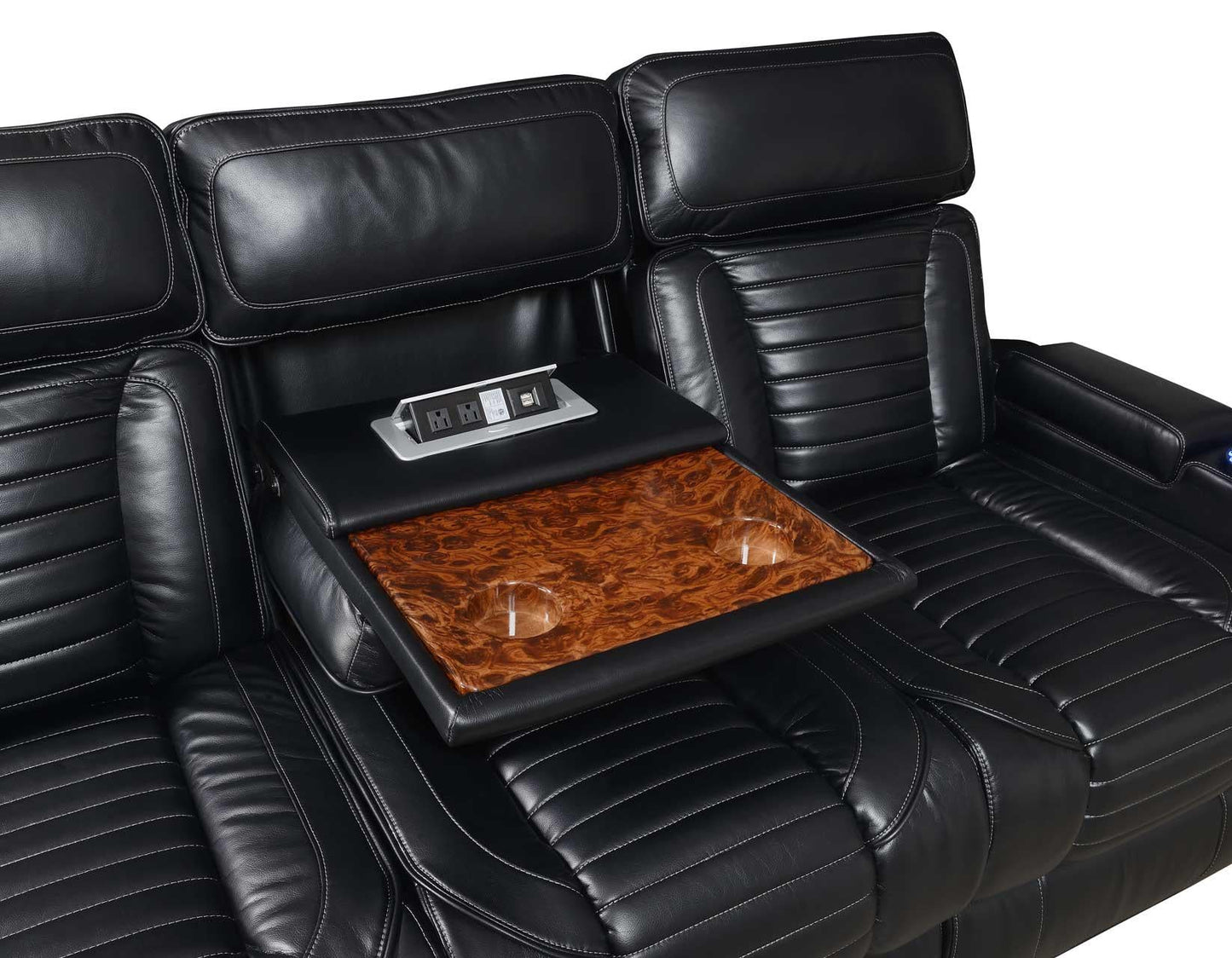 Steve Silver Lavon Dual Power Leatherette Reclining Sofa in Midnight Steve Silver 2