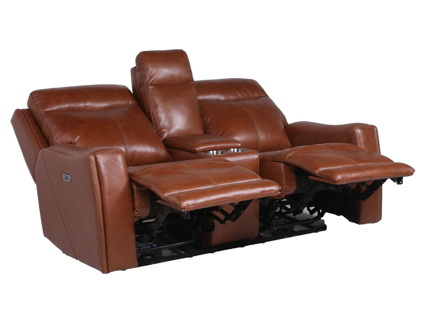 Steve Silver Natalia Leather Dual Power Reclining Console Loveseat in Coach Steve Silver 2