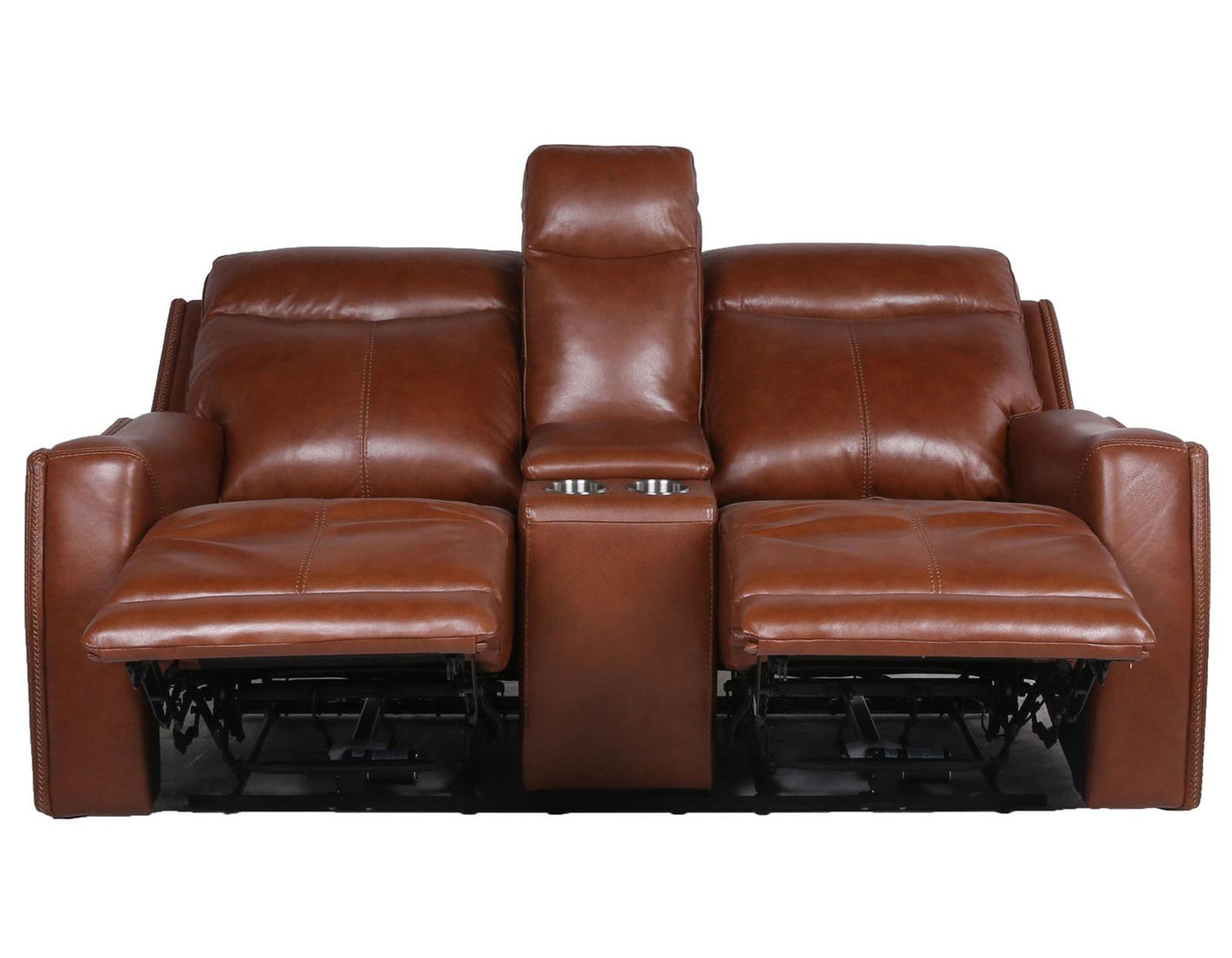 Steve Silver Natalia Leather Dual Power Reclining Console Loveseat in Coach Steve Silver 2