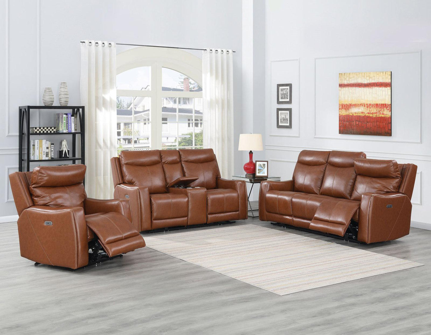 Steve Silver Natalia Leather Dual Power Reclining Sofa in Coach Steve Silver 2