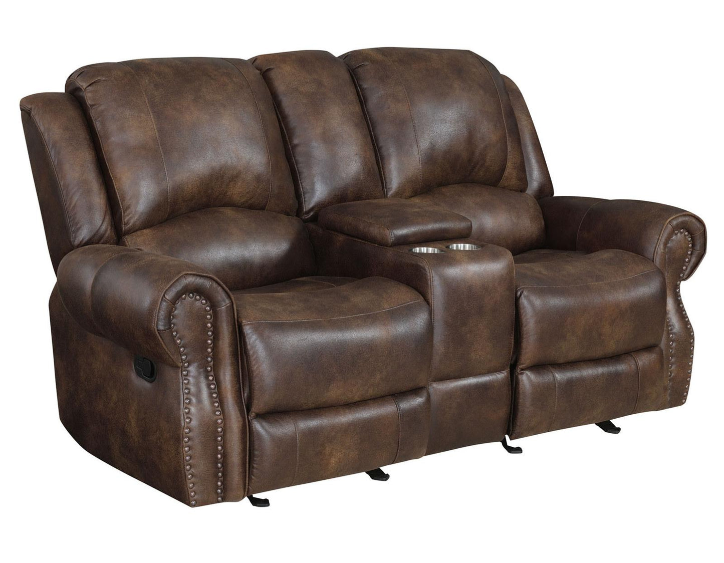 Steve Silver Navarro Manual Reclining Console Loveseat in Saddle Brown Steve Silver 2